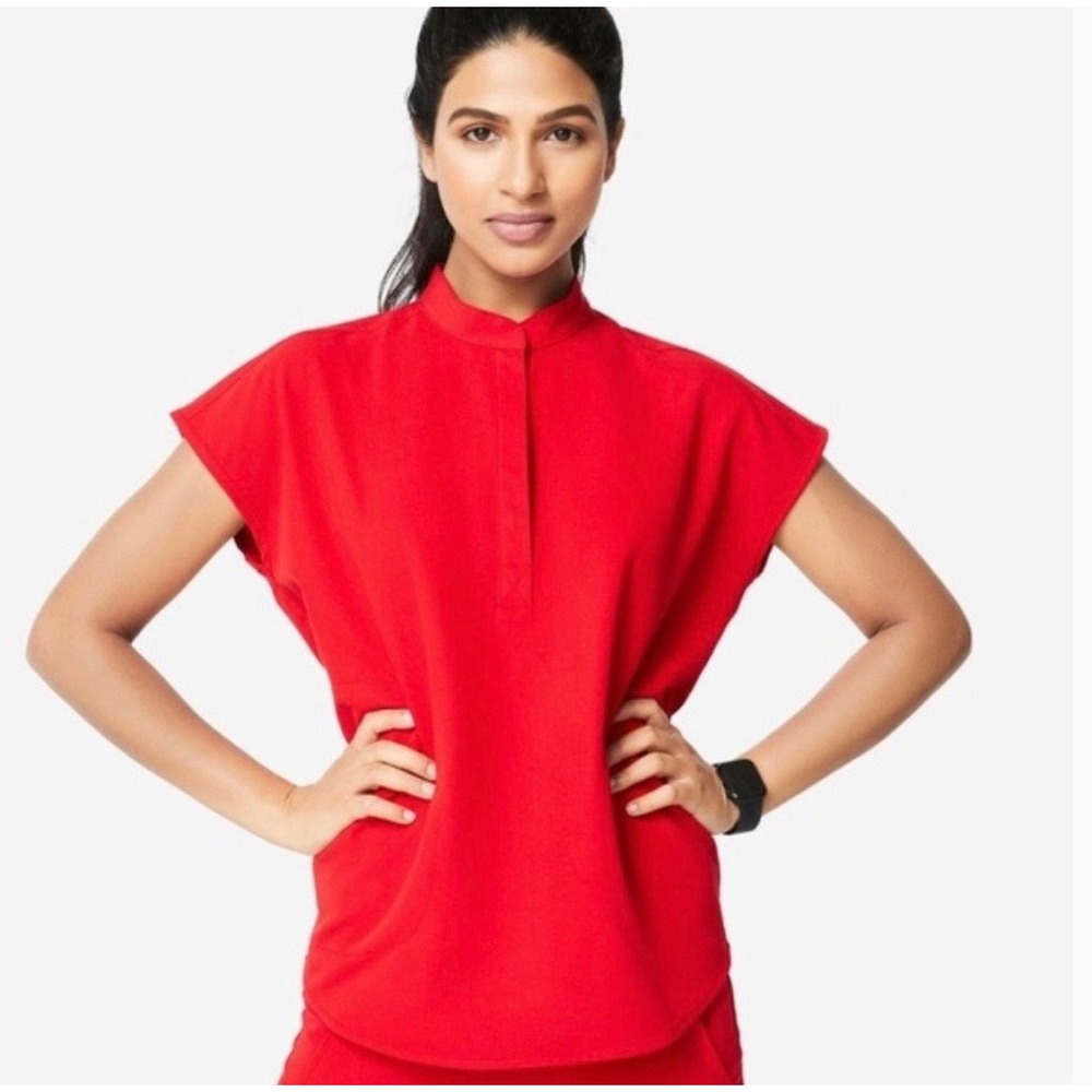 FIGS Rafaela Mandarin Oversized Scrub Top Exclusive Limited Edition OGWinningRed